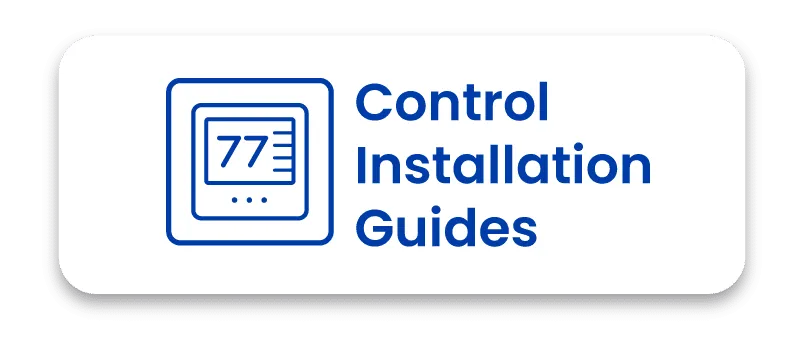 Control Installation Guides icon featuring a line-art illustration of a digital thermostat displaying 77 degrees